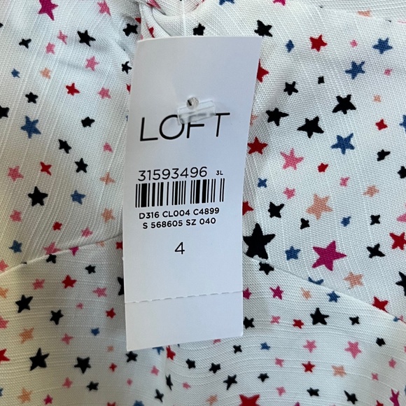 NWT LOFT White Multicolor Stars Twist Open Front Shorts Romper Size 4 - Picture 11 of 12